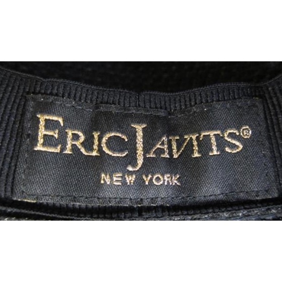 VTG Y2K Designer Eric Javits NY Squishee Wide Brim Packable Sun Hat Navy Blue - Picture 3 of 4